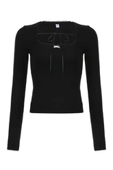 T-shirts coréens à bordure en dentelle