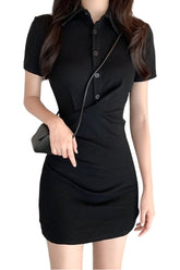 Korean Short Sleeve Cotton Dress