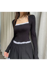 Lace Kissed Black Crop Top