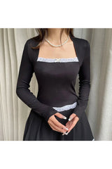 Lace Kissed Black Crop Top