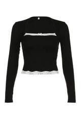 Lace Kissed Black Crop Top