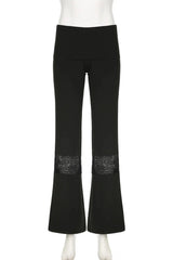 Lace Panel Flare Pants