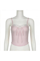 Lace Trim Pink Cami Top