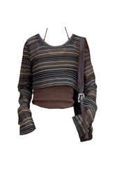 Mehrlagiges Boho-Strick-Crop-Top