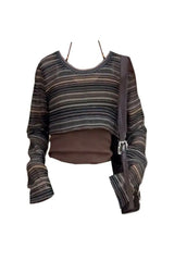 Mehrlagiges Boho-Strick-Crop-Top