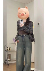 Mehrlagiges Boho-Strick-Crop-Top