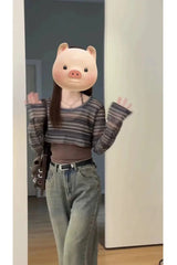 Mehrlagiges Boho-Strick-Crop-Top