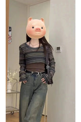 Mehrlagiges Boho-Strick-Crop-Top