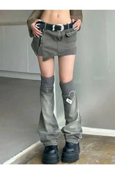 Mehrlagiger Rock-Hosen-Hybrid mit Gürtel