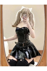 Ensemble deux pièces en cuir Y2K