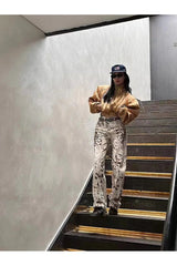 Weite Jeans mit Leopardenmuster für den Herbst