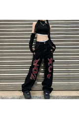 Jean vintage à imprimé lettres d'automne