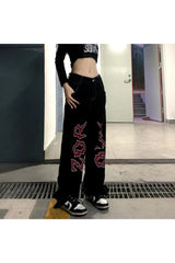 Jean vintage à imprimé lettres d'automne