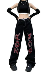 Jean vintage à imprimé lettres d'automne