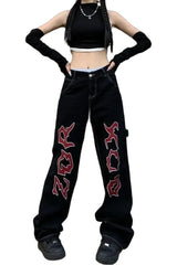 Jean vintage à imprimé lettres d'automne