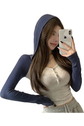 Langärmliges Crop-Top mit Kapuze