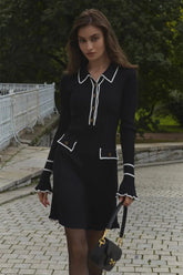 Louise Contrast Ruffle Knit Mini Dress