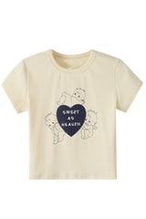 T-shirt rétro beige Lovecore