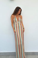 Lydia Halterneck Crochet Maxi Dress-Sunfere