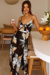 Melinda Printed Knotted Maxi Slip Dress-Sunfere