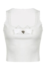 Metal Lace Stitching Top