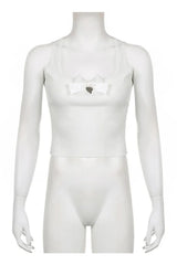 Metal Lace Stitching Top