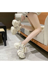 Metallic-violette klobige Sneakers