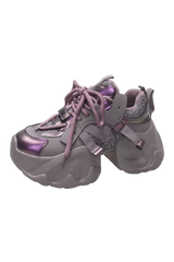 Metallic-violette klobige Sneakers
