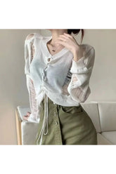 Mitternachtsblaues Netzoberteil mit Schnürung