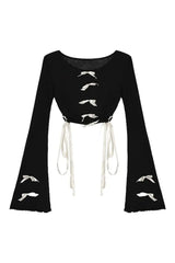 Midnight Ties Bell-Sleeve Top