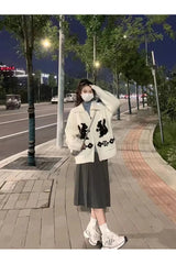 Fall Monochrome Floral Knit Cardigan