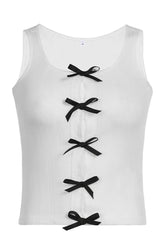 Monochrome Ribboned Elegance Top