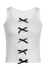 Monochrome Ribboned Elegance Top