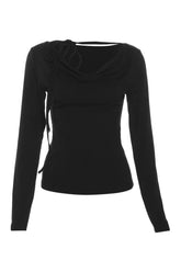 Noir Elegance Lace-Up Top