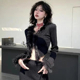 Noir Feather Finesse Top