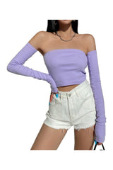 Haut court moulant à épaules dénudées