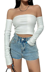 Off Shoulder Bodycon Crop Top