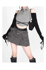 Ensemble gothique en jean à épaules dénudées