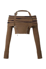 Off Shoulder Knit Skirt + Top Outfit