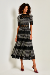 Sabrina Embroidered Lace Short Sleeve Midi Dress