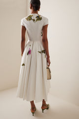 Lindsay Rose Printed Cap Sleeve Midi Dress