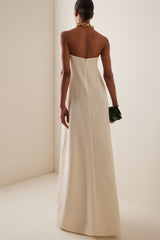 Dorothy Floral Print Strapless Satin Maxi Dress