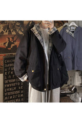 Veste à carreaux esthétique surdimensionnée d'automne