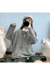 Herbst Oversize Preppy T-Shirt mit Knöpfen