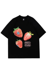 Oversized Strawberry Graphic T-Shirt
