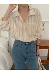 Chemisier à poches surdimensionné à rayures