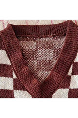 Gilet pull à damier pastel