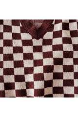 Gilet pull à damier pastel