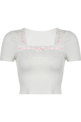 Pastel Dream Lace Trim Top