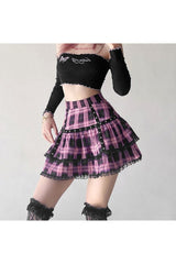 Pastel Goth Mini Plaid Skirt